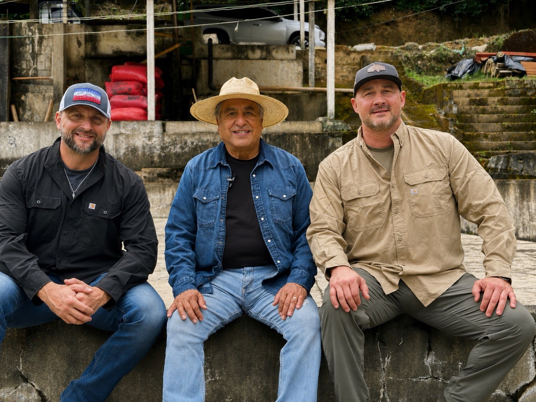 Morning Oil founders with coffee producer Don Edwin