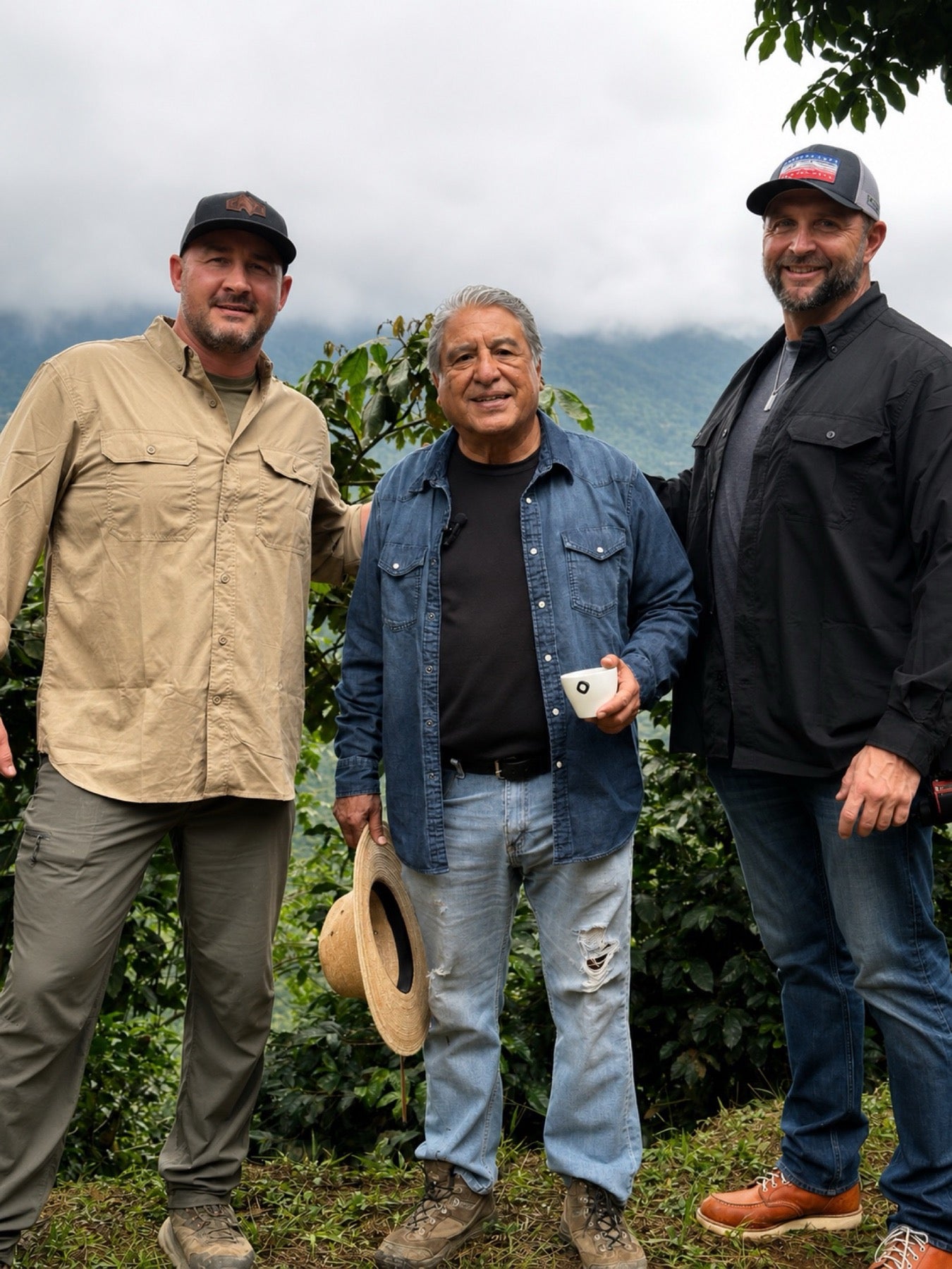 Morning Oil founders with a coffee grower